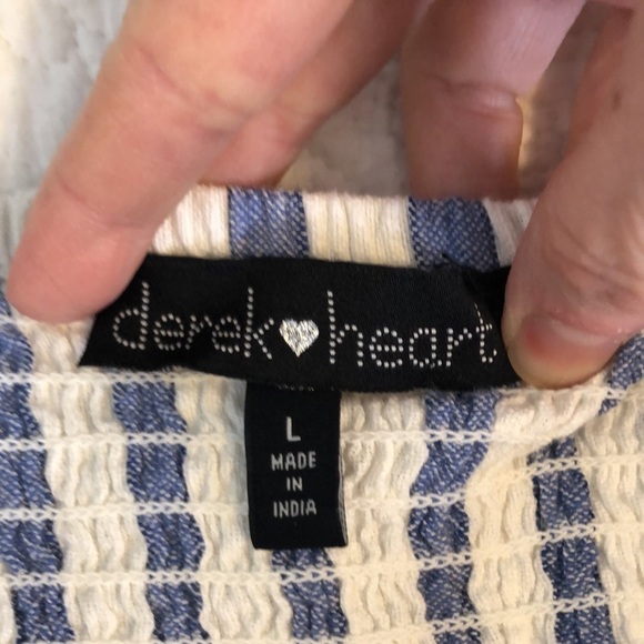 Derek & Heart Shoulder Strap Blue/White Stripe Mini Dress Size L - Picture 8 of 10